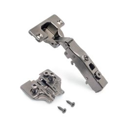 Emuca Lot de 20 charnières droites X91 avec fermeture amortie et embases euro, hauteur 0, acier, titane