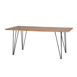 GINER Y COLOMER Table de Salle à Manger en Acacia Massif et Métal 10 Places 200x100 cm Couleur Naturel et Noir