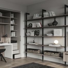 Emuca Lot de consoles pour 5 étagères en bois pour structure Zero, planches non incluses, Zamak, Peint en noir texturé