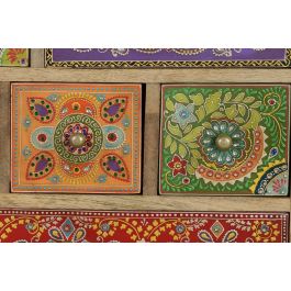 GINER Y COLOMER Table téléphonique 9 tiroirs en bois de mango peint à la main multicolore - 63 cm H x 52 cm L x 30 cm P