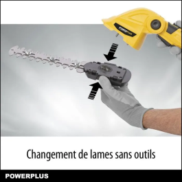 Powerplus CISAILLE À GAZON ET SCULPTE-HAIE SUR BATTERIE 7.2 V POWXG2033 - Largeur coupe 100 mm, Lame taille-haie 180 mm, Vitesse 1200 min-1