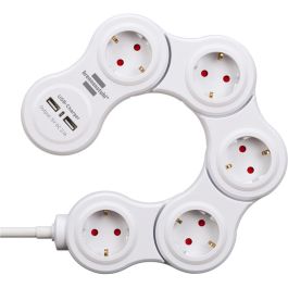 Multiprise 5 Prises avec Interrupteur Brennenstuhl Vario-Power Blanc 3600 W USB x 2 (1,4 m)
