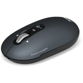 Port Designs Souris sans fil PURE 910501 pour Mac Bluetooth Rechargeable USB-C, 3200 DPI, Molette FreeWheel, Gris anthracite