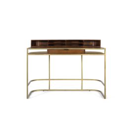 GINER Y COLOMER Bureau en bois de manguier et structure métallique dorée - 126x39 cm - Écritorio Fabricado A Mano En Madera de Mango y Estructura Dorada Precio: 1223.988. SKU: B1KMNSMXYA
