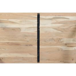 GINER Y COLOMER Table de salle à manger en bois d'acacia massif avec pieds en fer, couleur naturel et noir, livré à monter - Dimensions plateau: LxPxH non précisées, pieds 74 cm