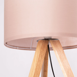 Lampe sur Pied Trépied Bois Abat-jour Cylindrique Style Naturel Nordique Rustique Douille E27 OPV-780SGN2424