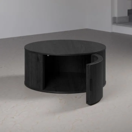 Trendteam Mesa de centro - Redonda - MDF - Negra - Essential - Diámetro 80 cm Altura 36 cm - RON234311432