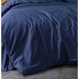 Parure de lit 1 personne - 1 housse de couette 140 x 200 cm + 1 taie d'oreiller 60 x 60 cm - 100% coton renforcé - Bleu foncé