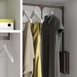 Emuca Penderie rabattable pour armoire Hang, 600 - 830, Peint en moka, Acier et Plastique.