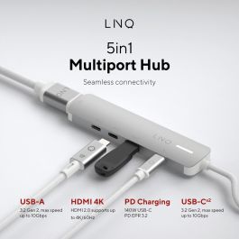 Hub USB Linq Byelements LQ49051 Blanc Gris