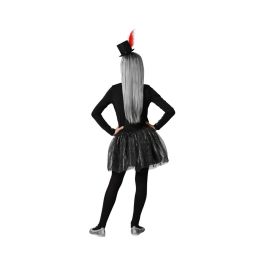 Déguisement Squelette Halloween pour Fille 10-12 Ans - Robe Noire Brillante avec Falbala en Tulle et Détails de Crânes Luminescents