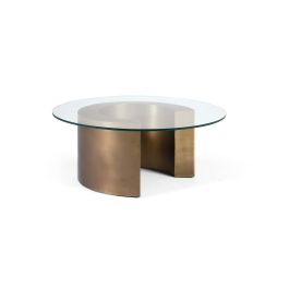 Giner y Colomer - Table basse avec plateau en verre circulaire biseauté et base en fer bronze vieilli - 2 colis Precio: 491.988. SKU: B1JKH88EYD
