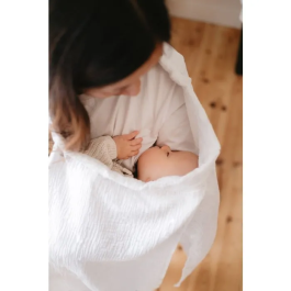 Tineo - Voile d'allaitement - Blanc - En double gaze de coton, discret et respirant pour un contact visuel avec bébé