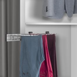 Emuca Porte-pantalons Self à montage latéral pour armoire, Gauche, Chromé, Acier et Plastique et Aluminium.