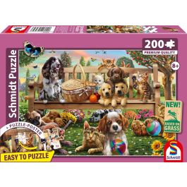 Schmidt Spiele - Puzzle Chiens et chats en pique-nique - 200 pièces - À partir de 8 ans - Détente et beauté du détail Precio: 31.824. SKU: B16AJALAAP