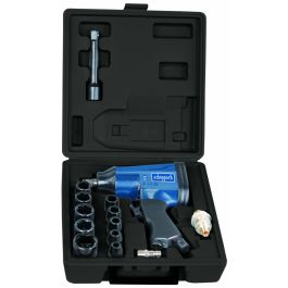 Scheppach Jeu de clés à chocs pneumatiques 1/2 - 312 Nm - 7000 tr/min avec 10 douilles, prolongateur, lubrifiant et huile dans un coffret