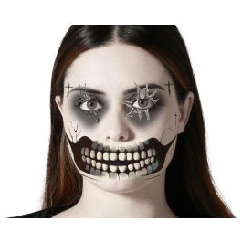 Maquillage de tatouage facial Crâne sombre avec grands dents et œil déchiré - Halloween, maquillage de théâtre et fêtes effrayantes Precio: 0.876. SKU: B1A4J3VF3J