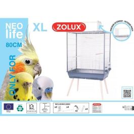 ZOLUX Cage grillagée surélevée pour oiseau - Pour perruche, calopsitte, canari -  81 x 48 x 152 cm - Néolife - Gris