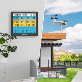 Bresser 7003220 Station météo intelligente 7-en-1 solaire avec WiFi - Écran couleur LCD 10" (25.4 cm), prévisions, capteur extérieur - Noir