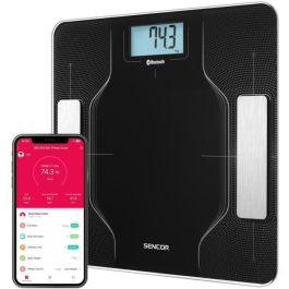 Sencor SBS 8002BK - Balance connectée Bluetooth noire pour suivi santé, IMC, graisse, eau - jusqu'à 180 kg, application Sencor HOME
