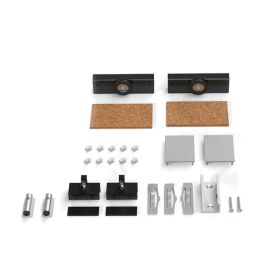 KLEIN Jeu d'accessoires pour porte coulissante en verre SK GLASS 80 avec tope - Noir et Argenté Mate