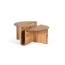 GINER Y COLOMER TAPA-1.6CM - Table basse ronde en bois d'acacia couleur naturelle avec revistero intégré et plateau à double niveau Precio: 599.988. SKU: B1C3Q6ANR6