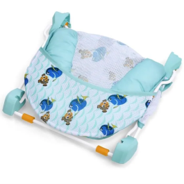 Bright Starts - Transat de bain pliable pour bébé Disney Baby Nemo - 2 positions inclinées, appui-tête moelleux, antidérapant - 0-6 mois jusqu'à 9 kg