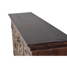 GINER Y COLOMER Aparador Buffet en Bois de Mango Sculpté avec Pan de Oro, Noir Doré et Noyer