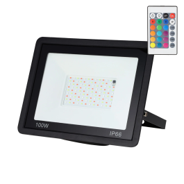 Projecteur LED RGBW 100W avec Télécommande pour Extérieur