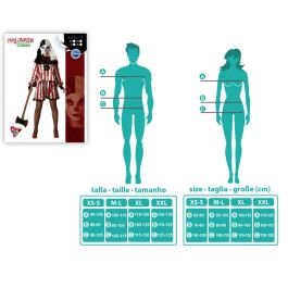 Costume Clown Rouge Sinistre T-shirt et Pantalon Rayé pour Femme Adulte Taille XS-S