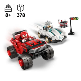 LEGO Sonic The Hedgehog 77118 La Voiture de Silver contre le Monster Truck de Knuckles - Kit de Construction avec 2 Minifigurines