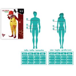 Déguisement complet clown homme adulte XL - Combinaison jaune vif avec volants orange pour Halloween, fêtes et carnaval