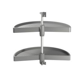 Emuca jeu de plateaux rotatifs Shelvo 1/2 lune, pour module de 900mm, plastique et aluminium, Gris
