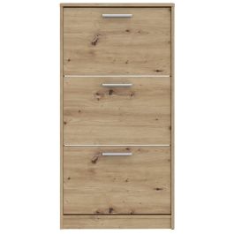 Meuble à Chaussures 6 Paires Finition Chêne 3 Portes Abattantes L 58,2 x P 20,4 x H 115,5 cm MSA312D78