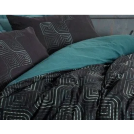 Ensemble de linge de lit - 1 housse de couette 140 x 200 cm + 1 taie d'oreiller 60 x 60 cm - 100% coton renforcé - Imprimé Bleu pétrole