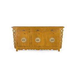 GINER Y COLOMER - Buffet avec 6 portes et 3 tiroirs en bois de manguier - 180 x 40 x 84 cm - Couleur ocre Precio: 1475.988. SKU: B1KP6KBBKJ