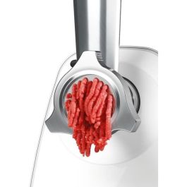 Bosch MFW2520W Hachoir à viande électrique SmartPower 350W blanc et gris avec 2 grilles et garnisseur à saucisses - 1,7 kg/min