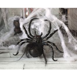 Kit de Décoration Halloween avec Toile d'Araignée et Grande Araignée Noire - Accessoire pour Fête et Ambiance Effrayante