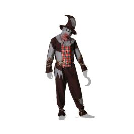 Déguisement Épouvantail Ensanglanté pour Homme Adulte avec Chapeau et Masque - Taille M-L - Polyester - Thème Halloween - Marron