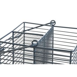 Panier à couverts DKD Home Decor Bleu Blanc Métal Bois d'hévéa 18 x 18 x 15 cm (2 Unités)