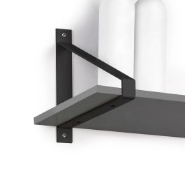 Emuca Jeu de supports pour étagères en bois Shelf avec forme triangulaire, Acier, Peint en noir