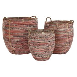 Set de basket DKD Home Decor Pêche Naturel (3 Pièces)