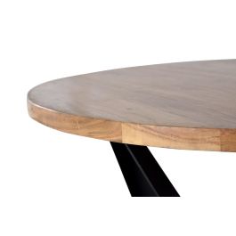 GINER Y COLOMER Table de salle à manger ronde en acacia massif naturel avec pieds en métal noir - Diamètre 120 cm, Hauteur 78 cm