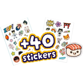 Lansay Blopens - Mallette créative Manga avec pochoirs réutilisables et bouchons lavables - Loisir artistique à partir de 5 ans