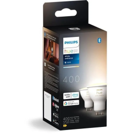 Philips Hue - Pack de 2 ampoules LED connectées GU10 - Spot dimmable blanc chaud à froid - Éclairage intelligent pour maison