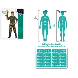 Déguisement Militaire Enfant Camouflage 3 Pièces - Casquette, T-shirt à motif gilet pare-balles et Pantalon - Taille 10-12 Ans - Polyester