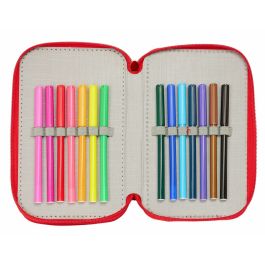 Pochette à crayons triple Mickey Mouse Rouge 12,5 x 19,5 x 5,5 cm 37 Pièces