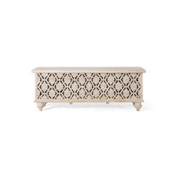 GINER Y COLOMER Malle de rangement en bois de manguier blanc décapé - Ouverture supérieure, fabrication artisanale - Grande capacité, 45 cm de hauteur - Parfait pour le stockage Precio: 503.988. SKU: B1GEQ9FXMH