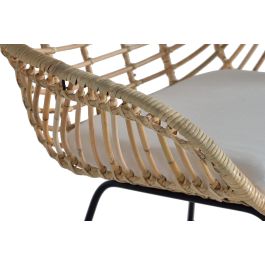 GINER Y COLOMER Lot de 2 Chaises en Rotin et Métal avec Coussin Inclus - 88 x 66 x 63 cm - Naturel - Design Artisanal - Montage Requis