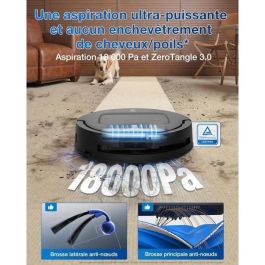 ECOVACS T80 OMNI - Robot Aspirateur Laveur - 18 000 Pa - Nettoyage Automatique instantané OZMO Roller - ZeroTangle 3.0